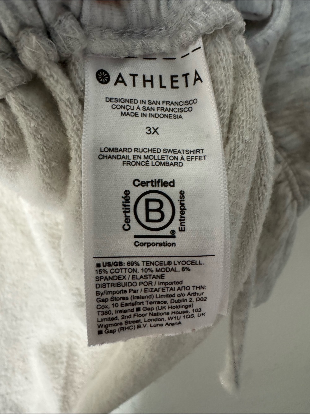 Athleta Lombard Ruched Side Tie Sweatshirt gray Sz 3X - Picture 8 of 11